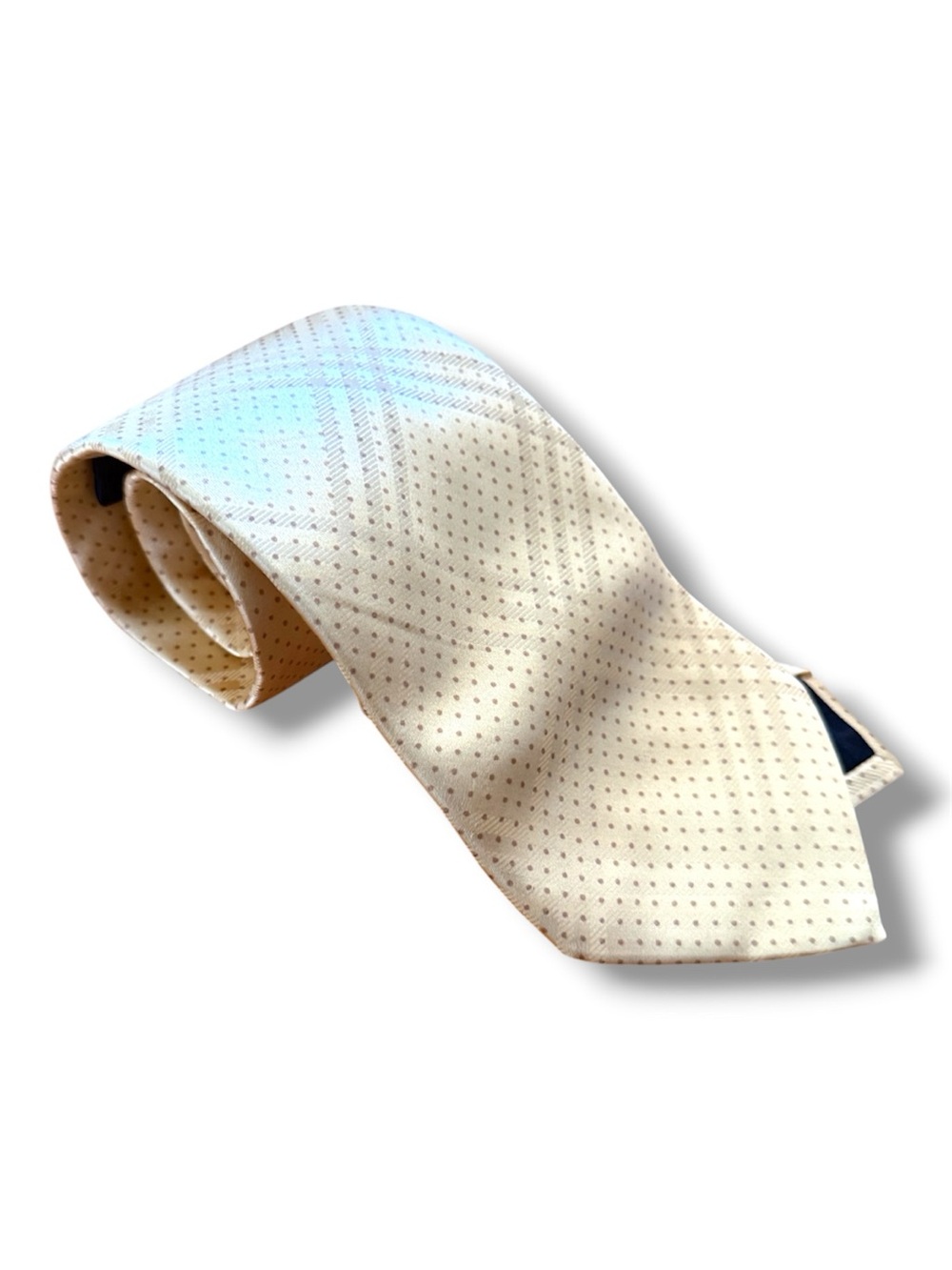 Burberry Cream Silk Tie with Microdot Detail. Brand New.
